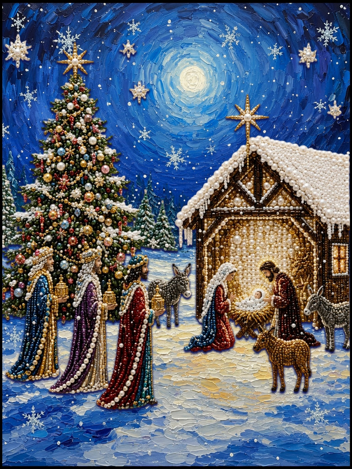 A Starlit Christmas in Bethlehem - Pearl Painting - Judy Paint