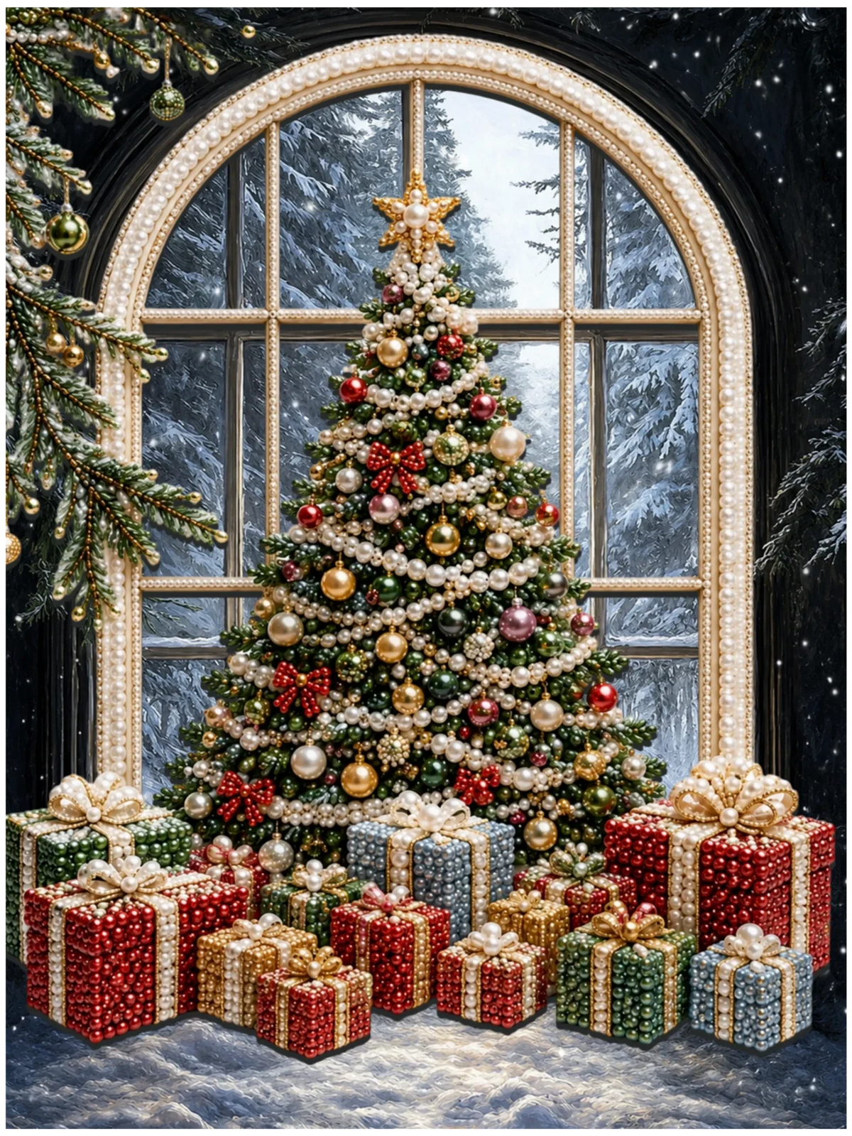 Christmas Wishes Under the Tree – Pearl Painting - Judy Paint