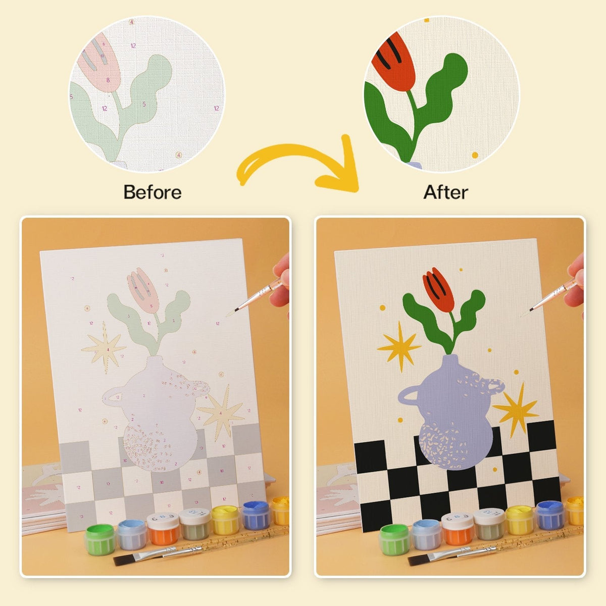 Retro Daydreams – Set of 6 Mini Paintings - Judy Paint