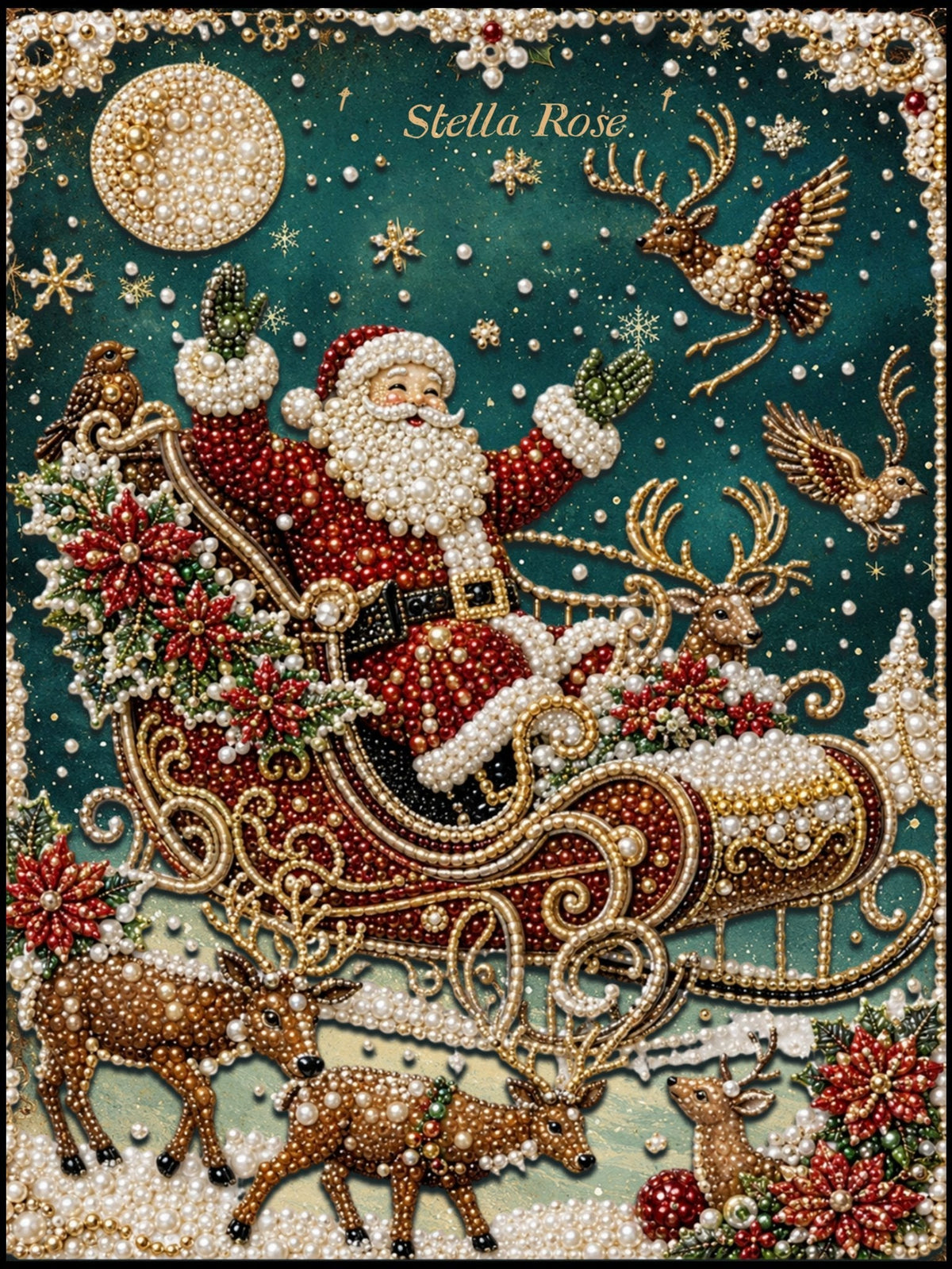 Santa’s Pearlescent Midnight Journey - Pearl Painting - Judy Paint