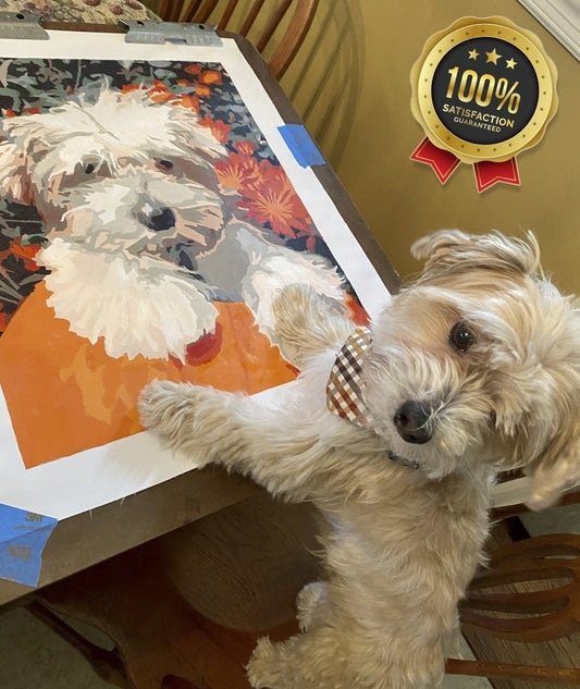 Custom paint by numbers kit created from a personal photo
