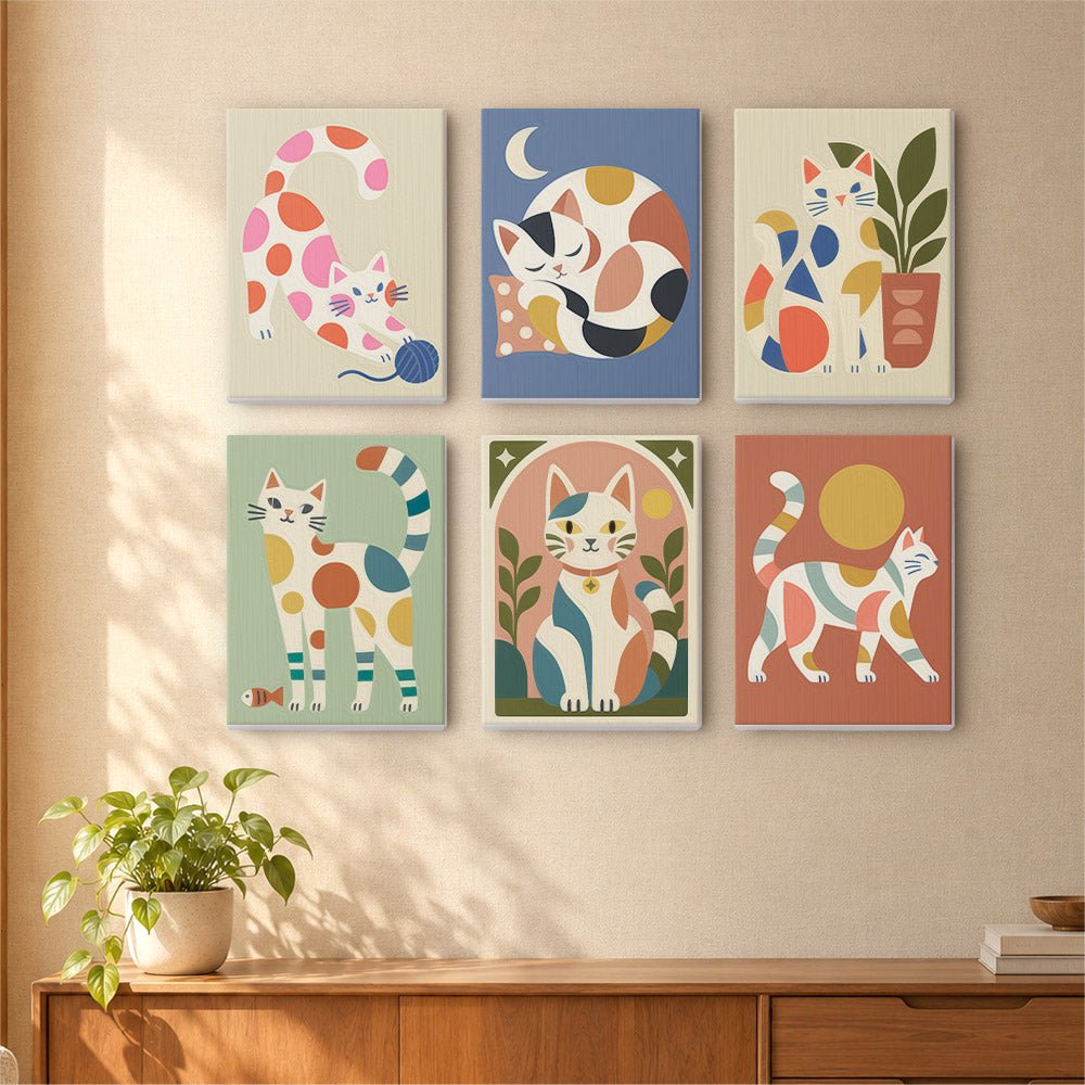 Abstract Cat Shapes mini painting set