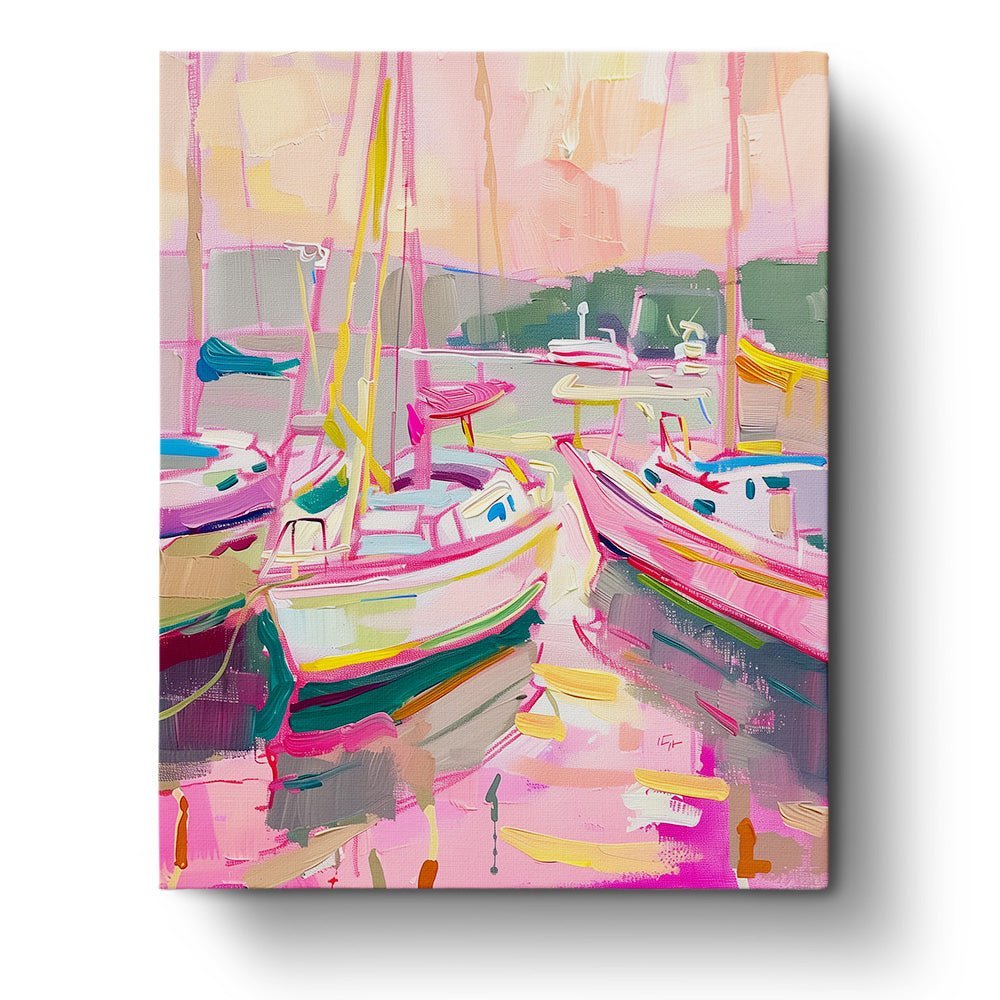 Abstract Sailboats at Sunset - Judy Paint