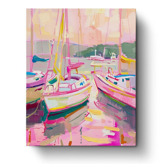 Abstract Sailboats at Sunset - Judy Paint