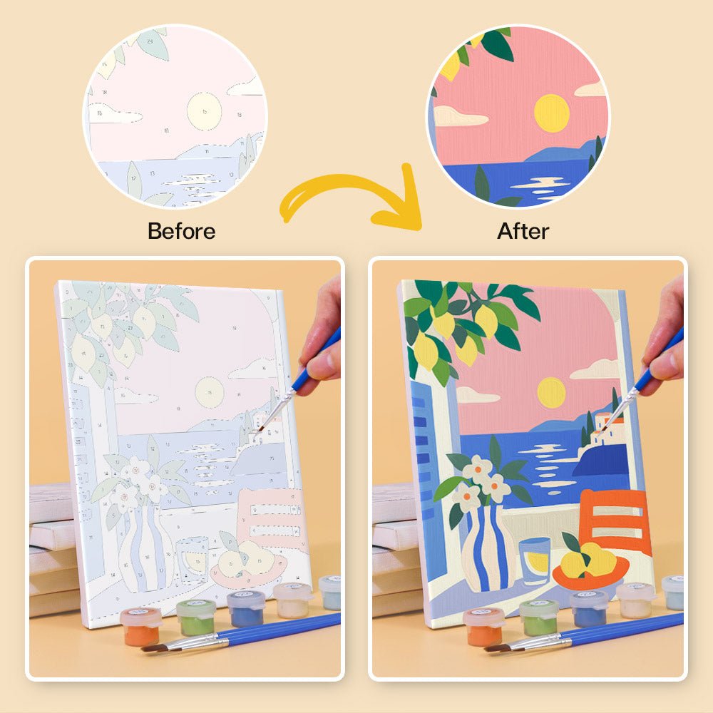Before and after painting by numbers