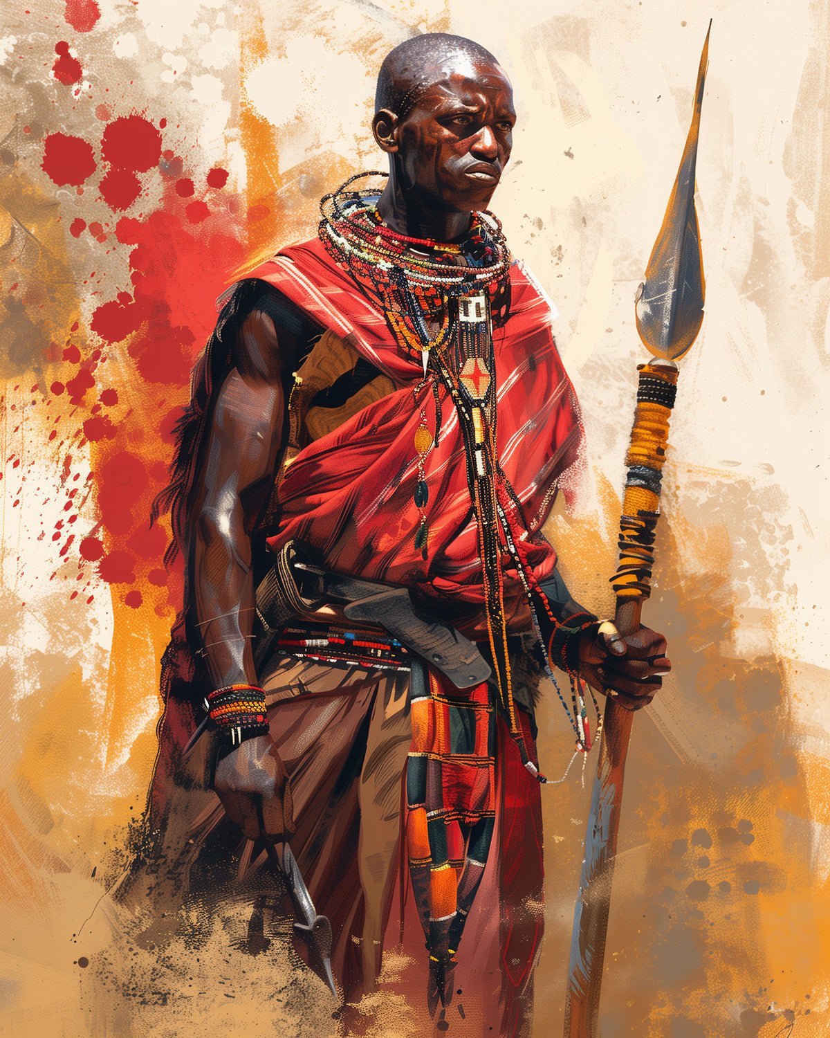 African Masai Warrior - Judy Paint