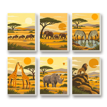 African Safari – set of 6 mini paint by numbers canvases