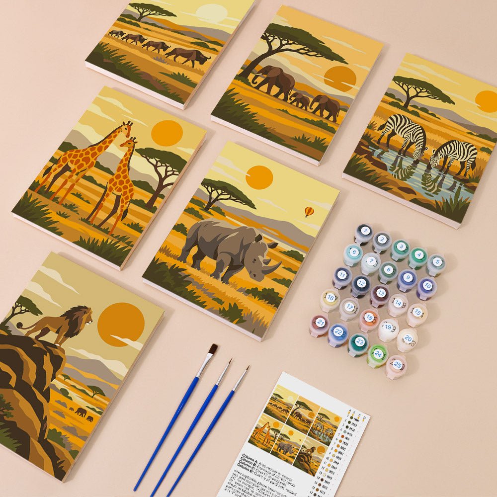 Everything in the African Safari mini painting kit