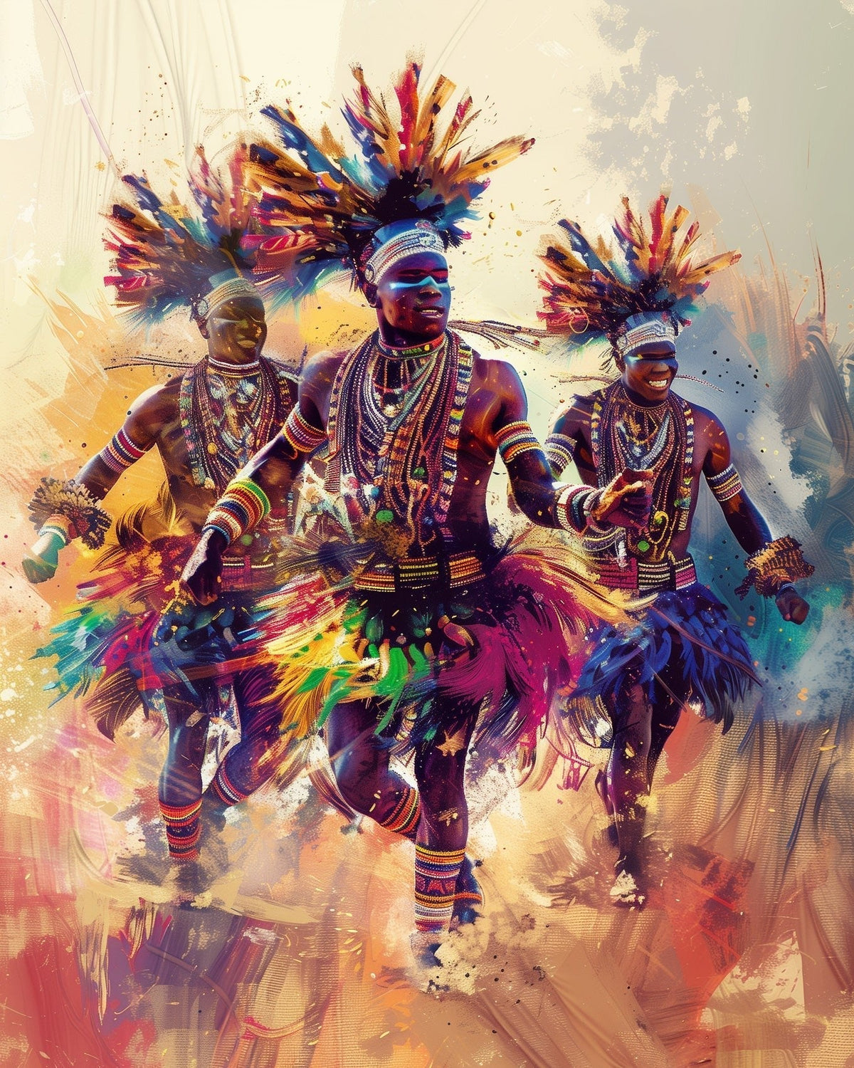 African Zulu Dancers - Judy Paint