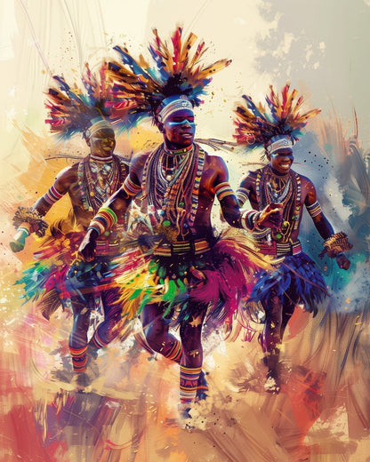 African Zulu Dancers - Judy Paint