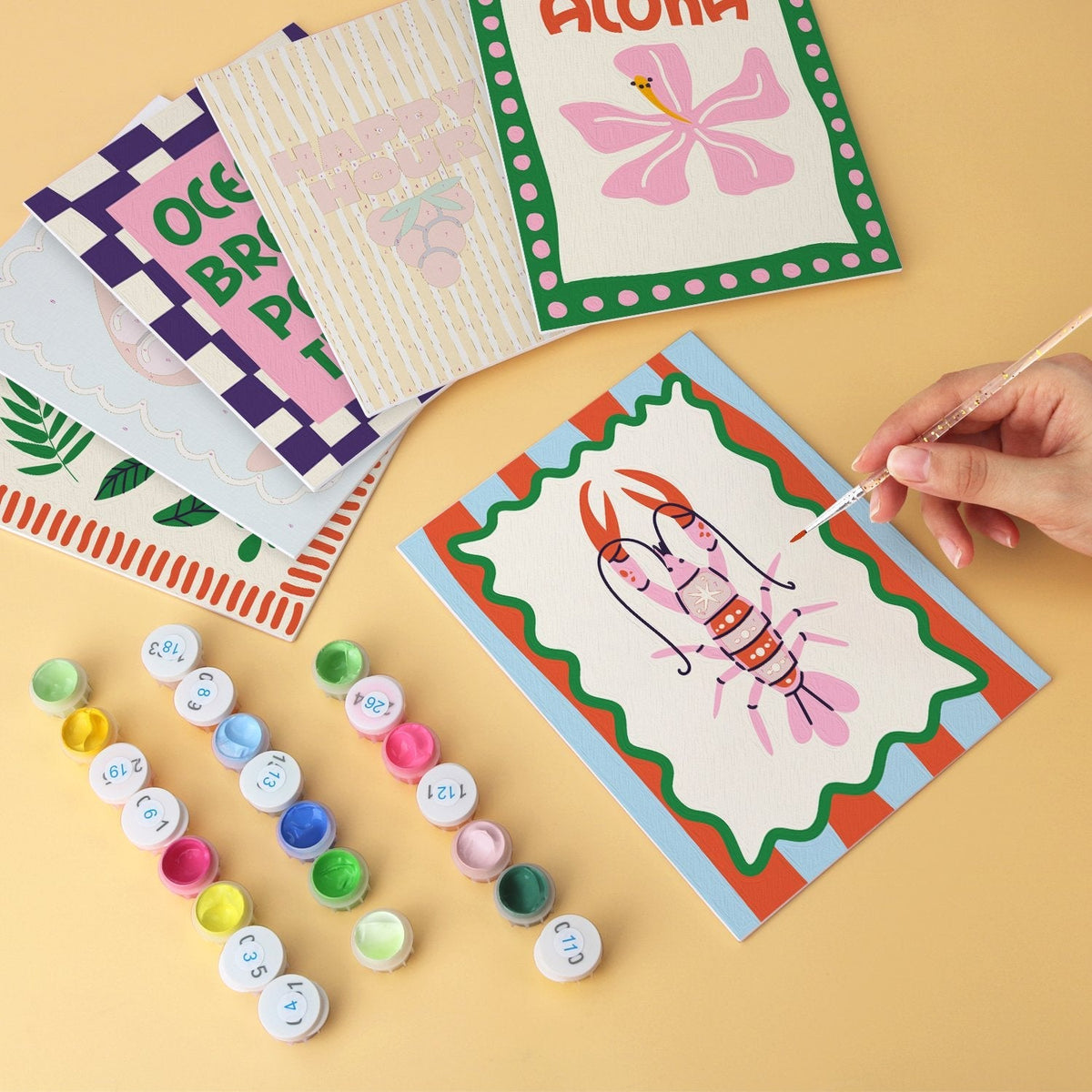 Aloha Happy Hour – Set of 6 Mini Paintings - Judy Paint