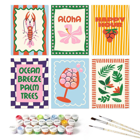 Aloha Happy Hour – Set of 6 Mini Paintings - Judy Paint