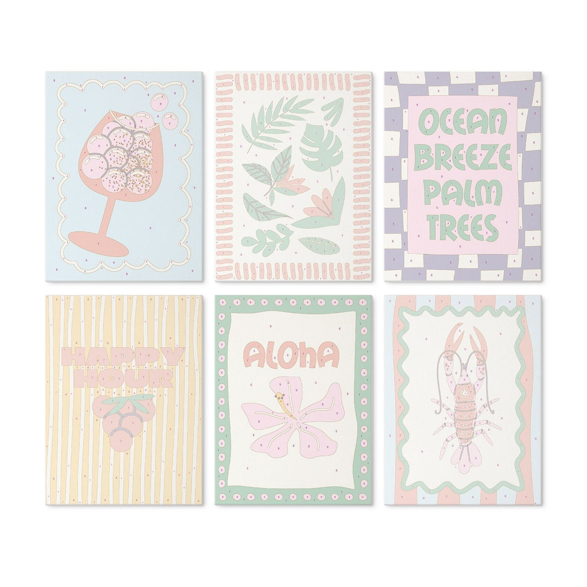 Aloha Happy Hour – Set of 6 Mini Paintings - Judy Paint