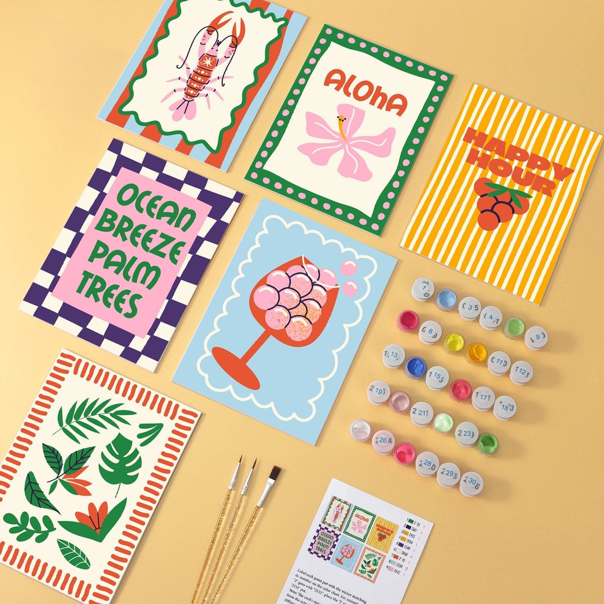 Aloha Happy Hour – Set of 6 Mini Paintings - Judy Paint