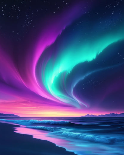 Aurora Borealis Beach - Galaxies - Judy Paint