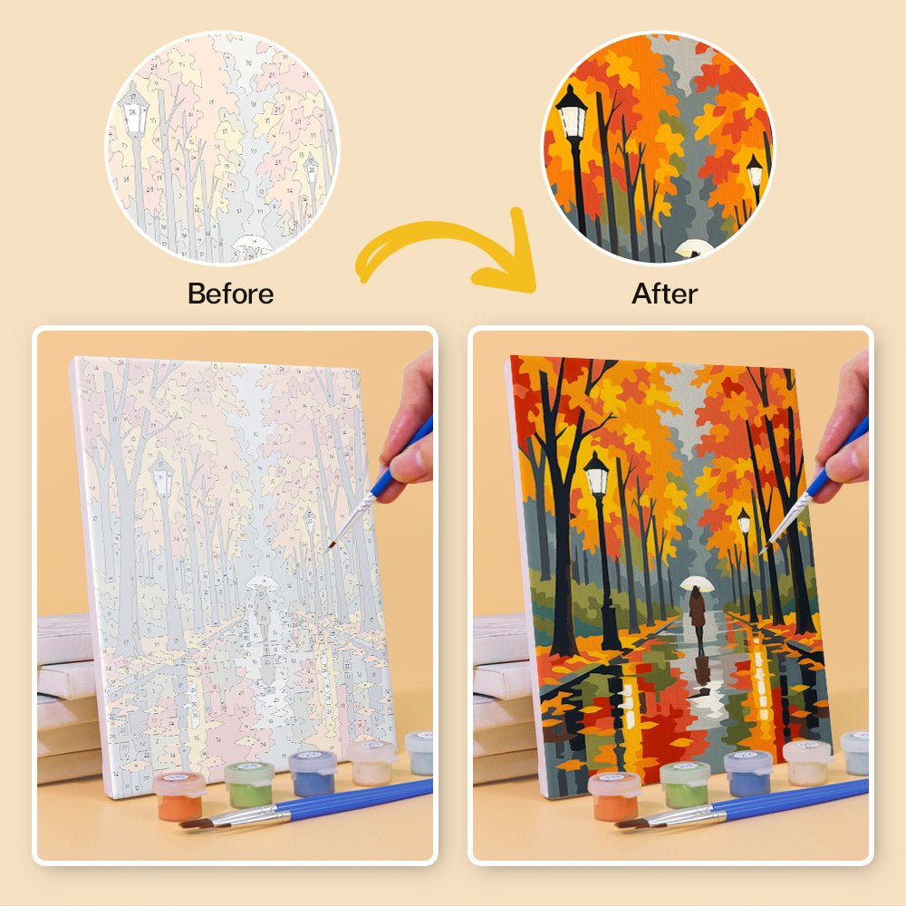 Before and after painting by numbers