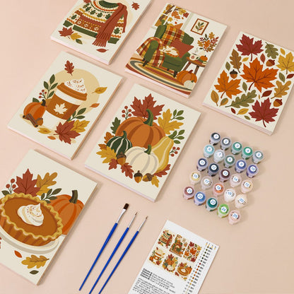 Everything in the Autumn Harvest Cozy mini painting kit