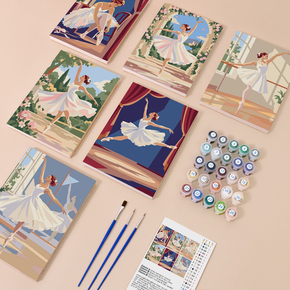 Everything in the Ballet Dreams mini painting kit
