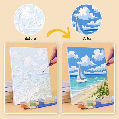 Before and after painting by numbers
