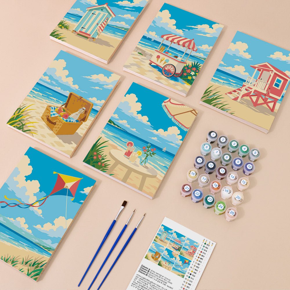 Everything in the Beach Days mini painting kit