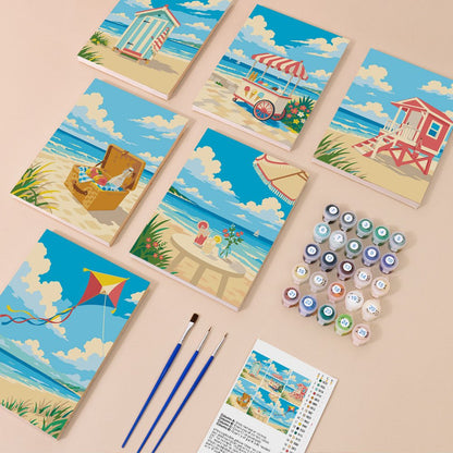 Everything in the Beach Days mini painting kit
