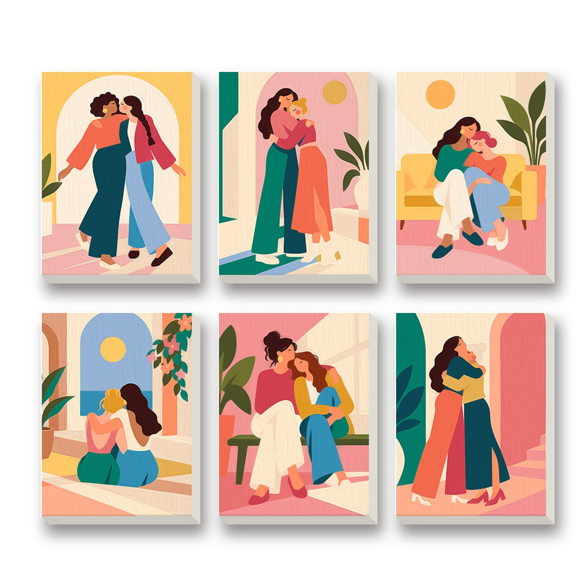 Best Friends – set of 6 mini paint by numbers canvases