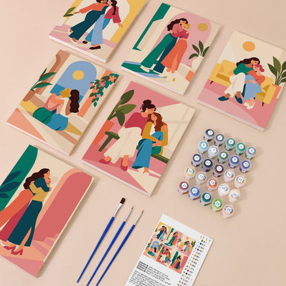 Everything in the Best Friends mini painting kit