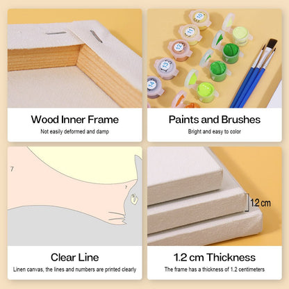 Wood inner frame, paints and brushes, clear lines, 1.2 cm thickness