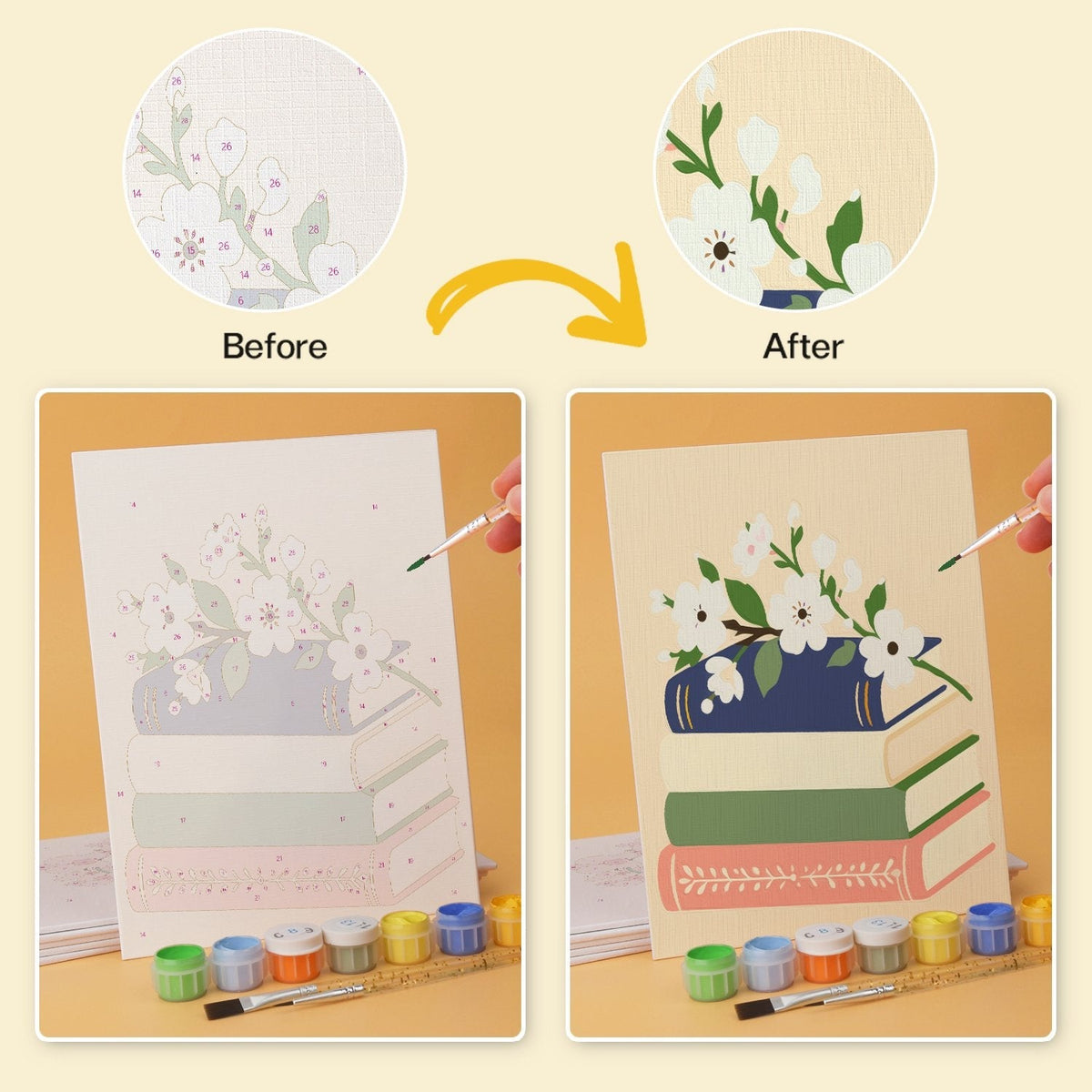 Blooming Books – Set of 6 Mini Paintings - Judy Paint