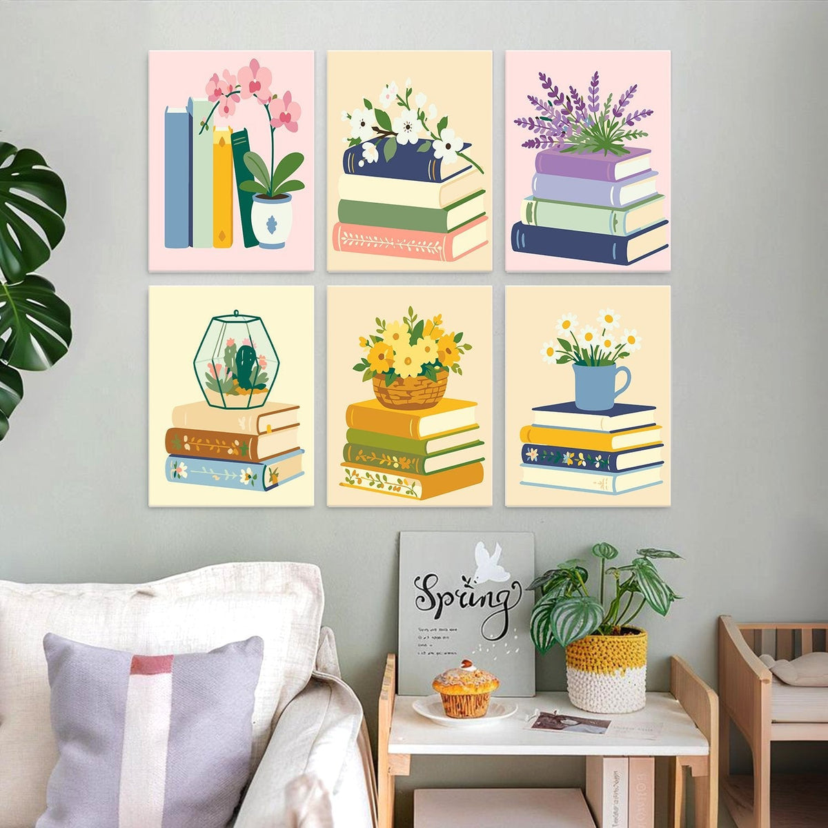 Blooming Books – Set of 6 Mini Paintings - Judy Paint