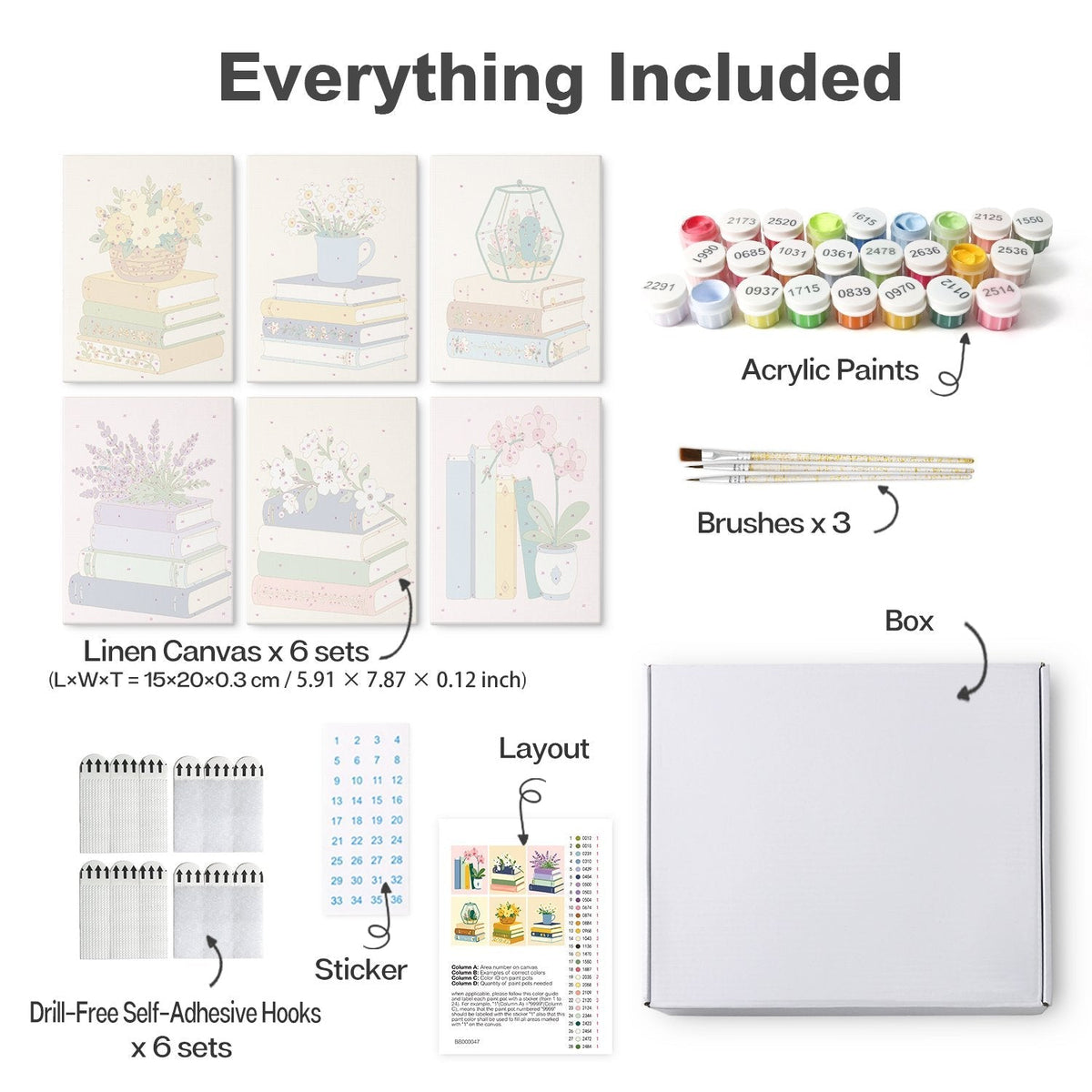 Blooming Books – Set of 6 Mini Paintings - Judy Paint