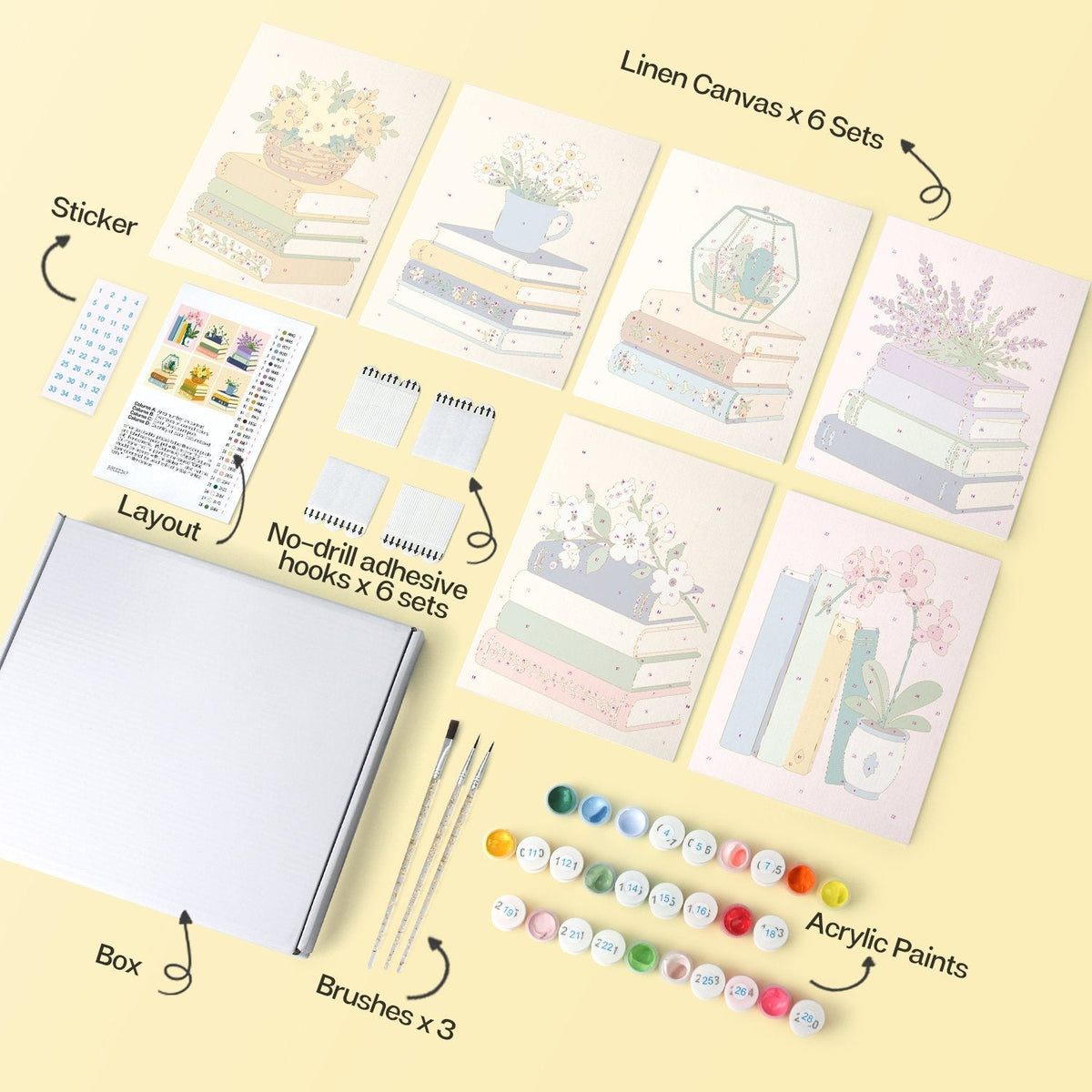 Blooming Books – Set of 6 Mini Paintings - Judy Paint