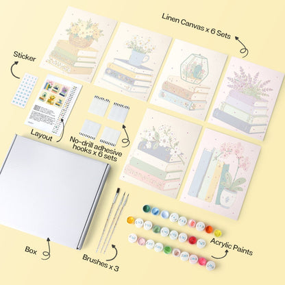 Blooming Books – Set of 6 Mini Paintings - Judy Paint