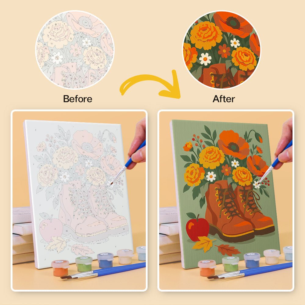 Before and after painting by numbers