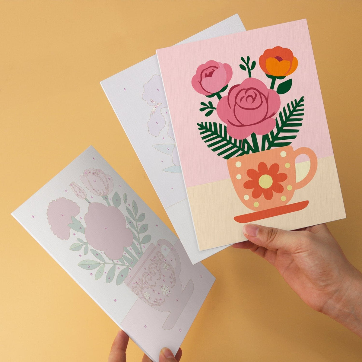 Blooming Teacups – Set of 6 Mini Paintings - Judy Paint