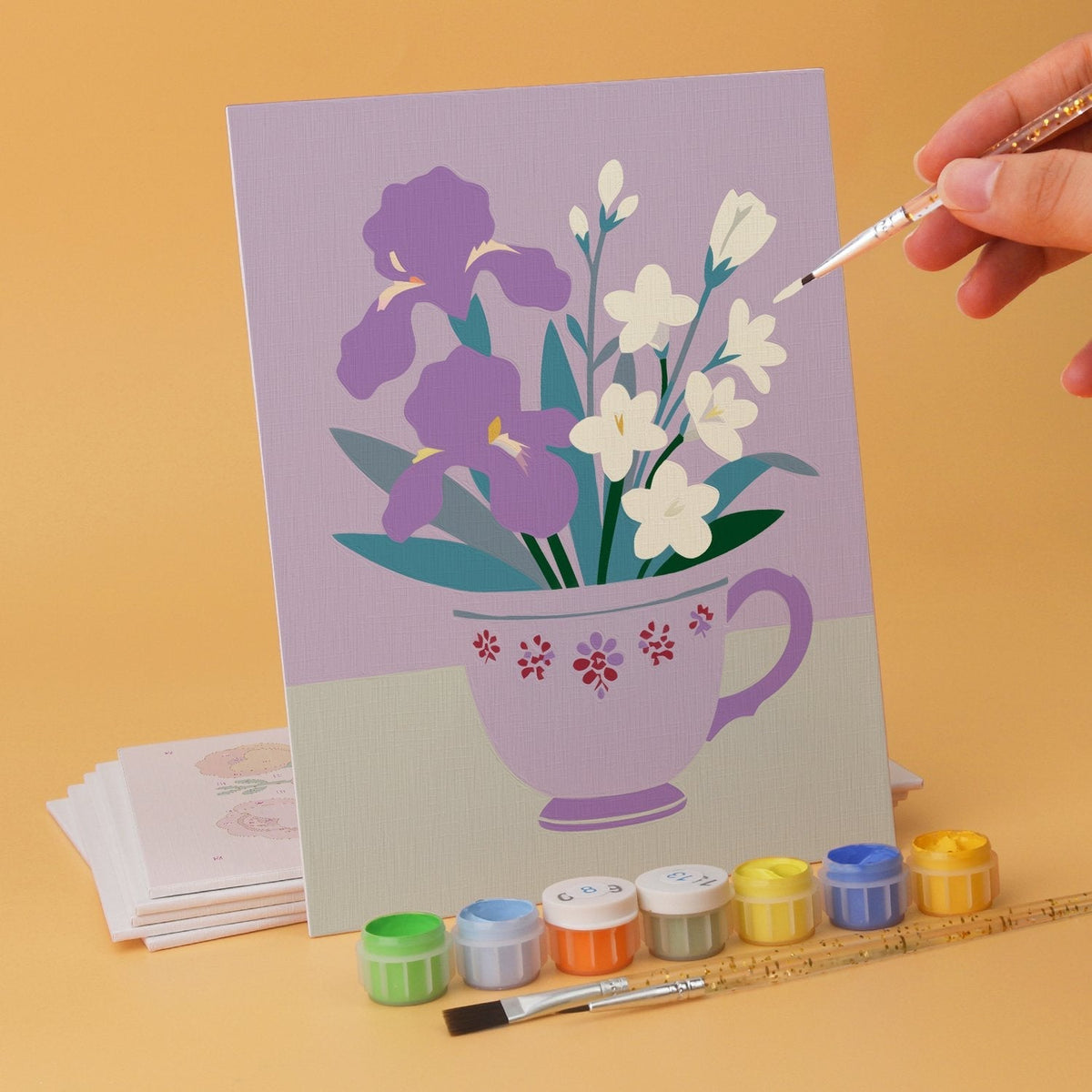 Blooming Teacups – Set of 6 Mini Paintings - Judy Paint