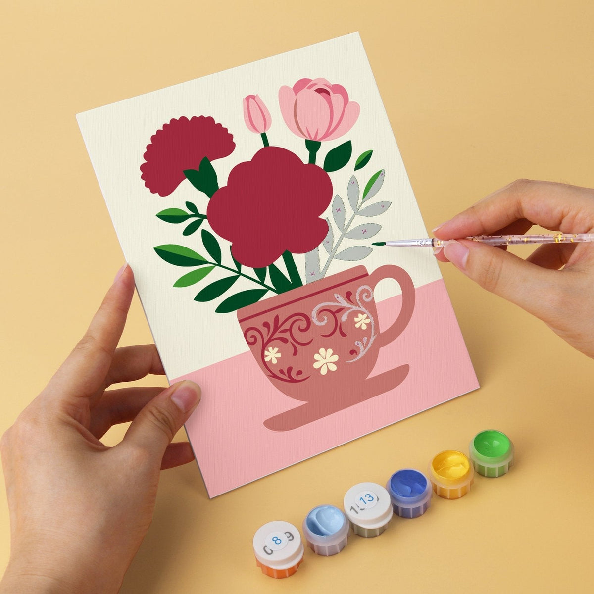 Blooming Teacups – Set of 6 Mini Paintings - Judy Paint