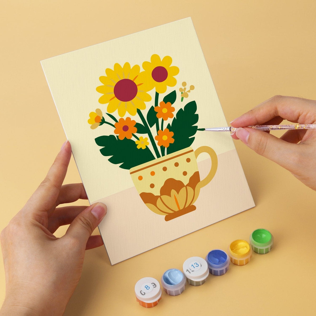 Blooming Teacups – Set of 6 Mini Paintings - Judy Paint