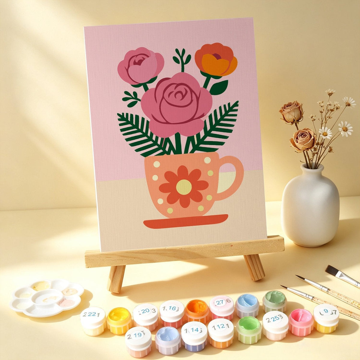 Blooming Teacups – Set of 6 Mini Paintings - Judy Paint