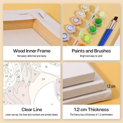 Wood inner frame, paints and brushes, clear lines, 1.2 cm thickness