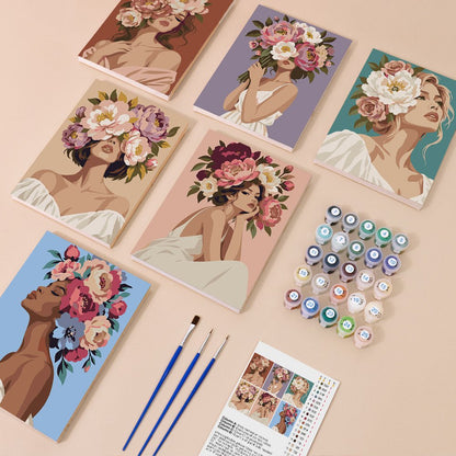 Everything in the Blossom Portraits mini painting kit