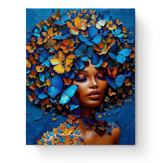 Blue and Orange Butterfly Dream - Floral Women - Judy Paint