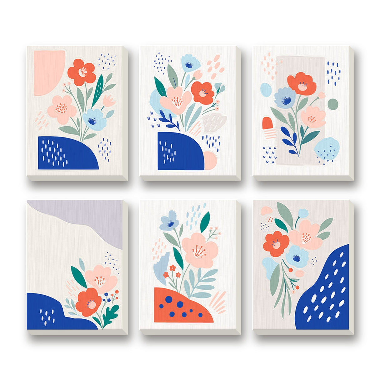Blue Matisse Flowers – set of 6 mini paint by numbers canvases