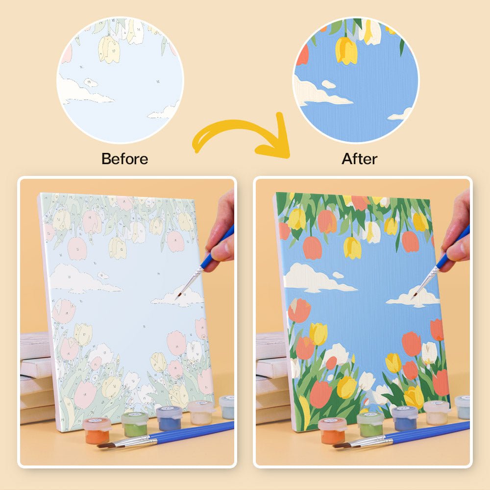 Before and after painting by numbers