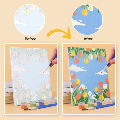Before and after painting by numbers