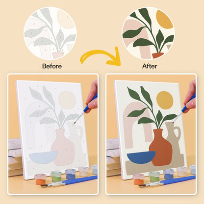 Before and after painting by numbers
