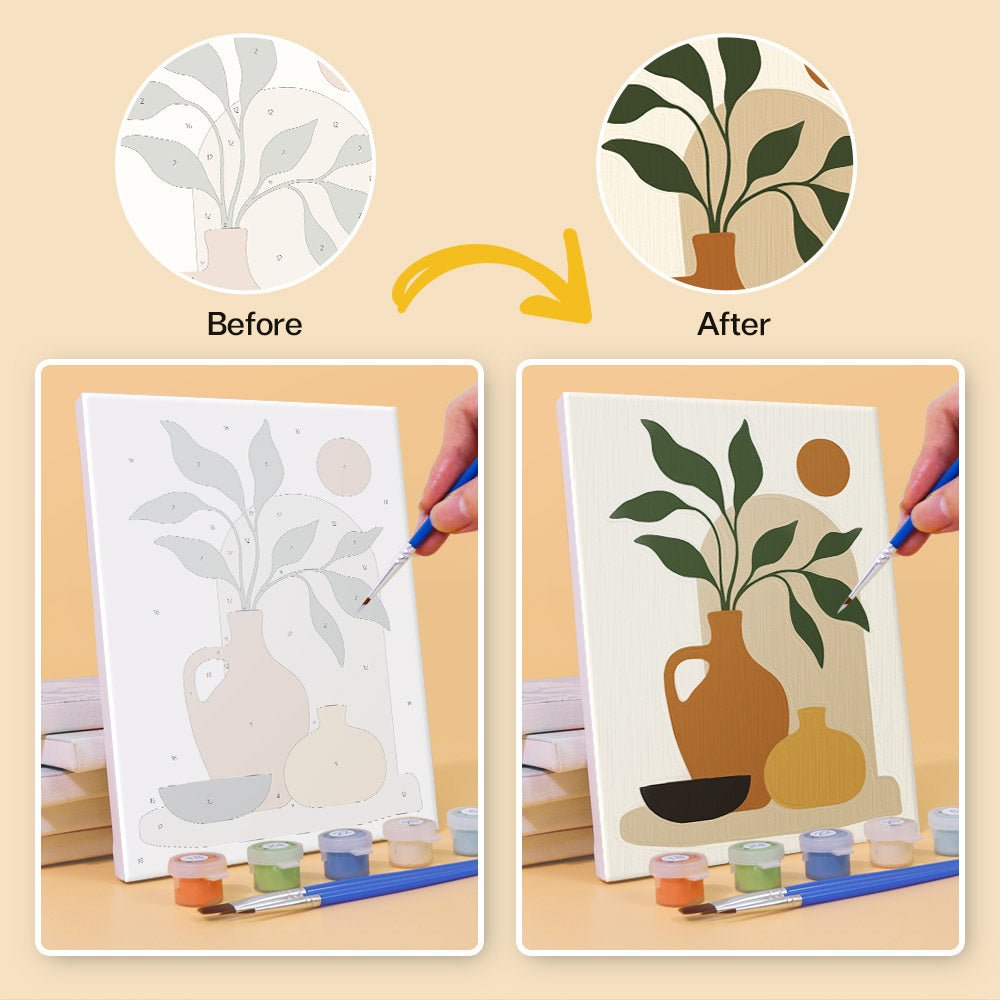 Before and after painting by numbers