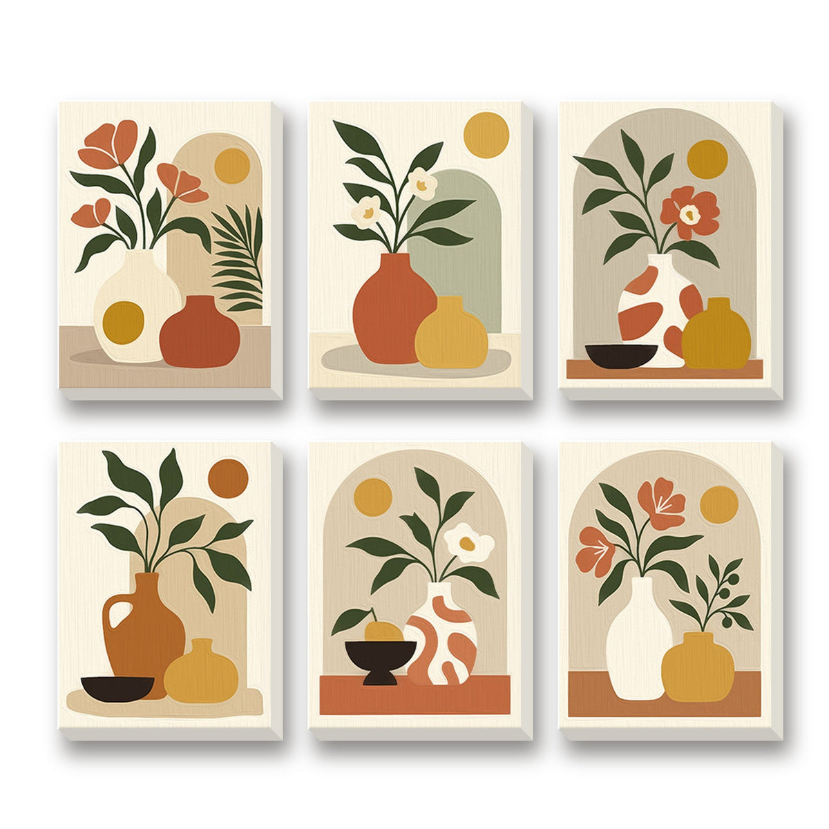 Boho Terracotta – set of 6 mini paint by numbers canvases