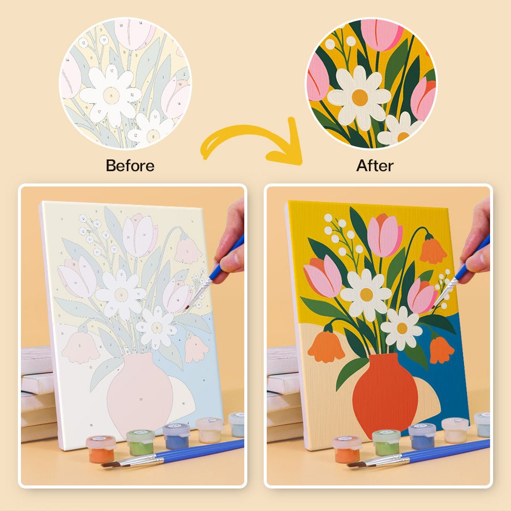 Before and after painting by numbers