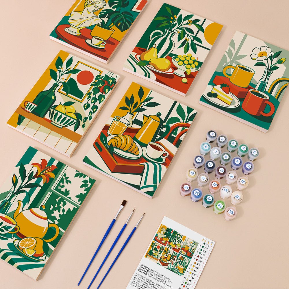 Everything in the Bold Brunch mini painting kit